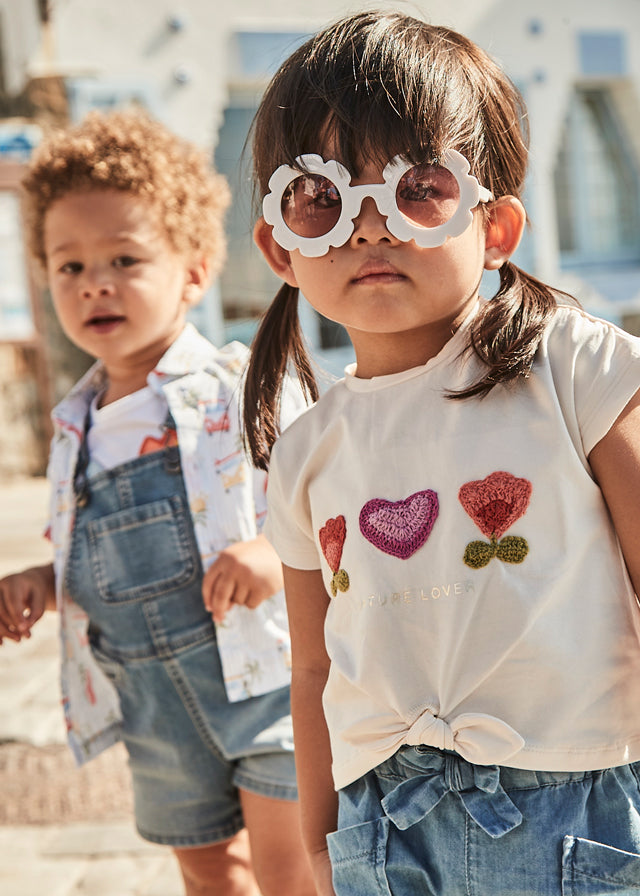MAYORAL T-SHIRT WITH CROCHET APPLIQUEST