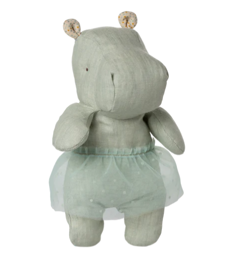 MAILEG SAFARI FRIENDS, HIPPO WITH SKIRT, SMALL - MINT