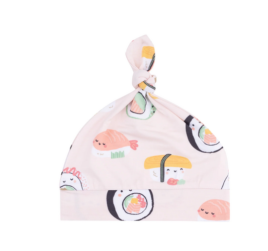 ANGEL DEAR SUSHI PINK KNOTTED HAT 0-3 MONTHS