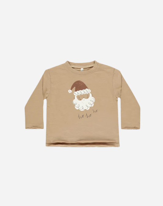 RYLEE AND CRU RAW EDGE LONG SLEEVE TEE SANTA