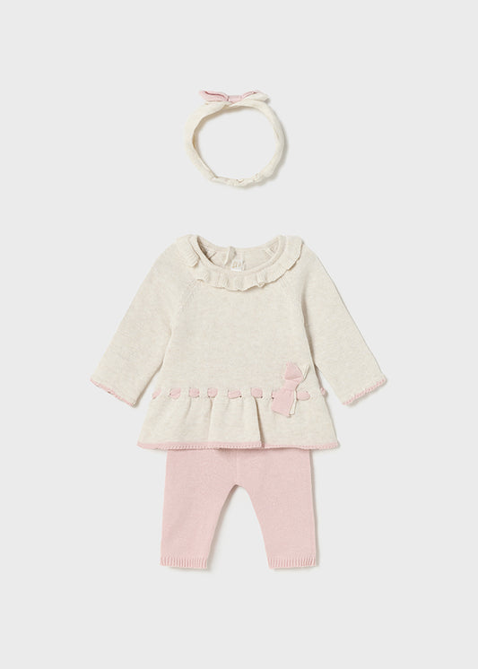 MAYORAL 3 PIECE KNIT SET - ROSE