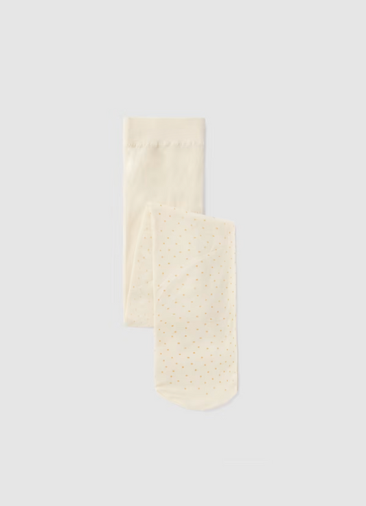 ABEL & LULA POLKA DOT GLITTER TIGHTS- CREAM