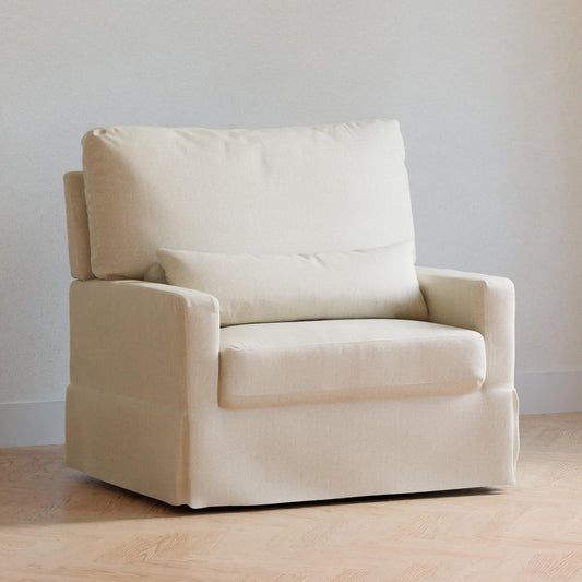 Crawford Chair and a Half Pillowback Swivel Glider in Blue Gingham