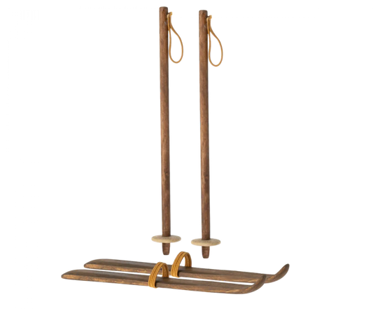 MAILEG SKI AND SKI POLES, MUM & DAD MOUSE