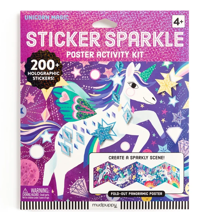 UNICORN MAGIC STICKER SPARKLE POSTER ACTIVITY KIT