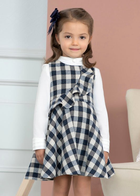 ABEL & LULA PLAID PINAFORE DRESS - NAVY