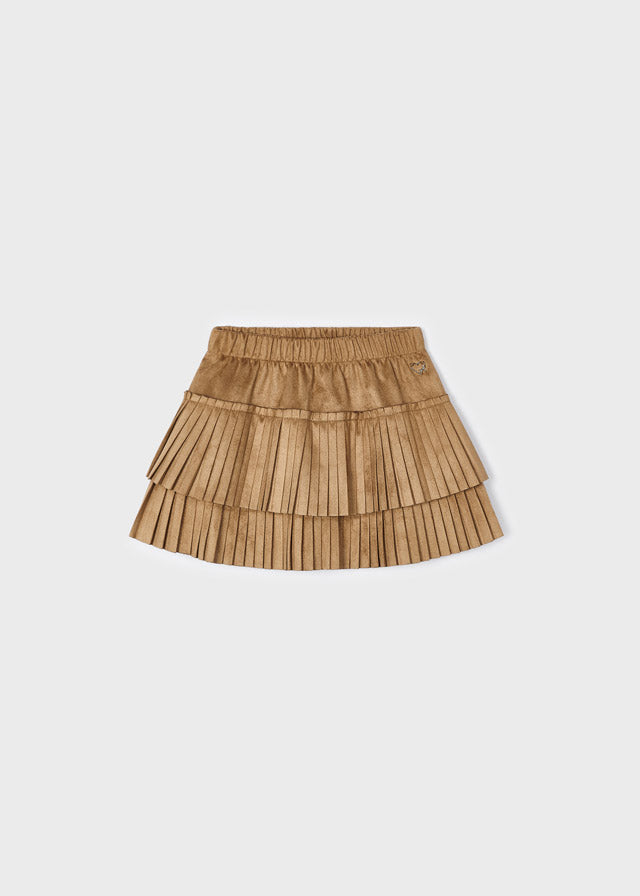 MAYORAL PLEATED SUEDE SKIRT - BROWNIE