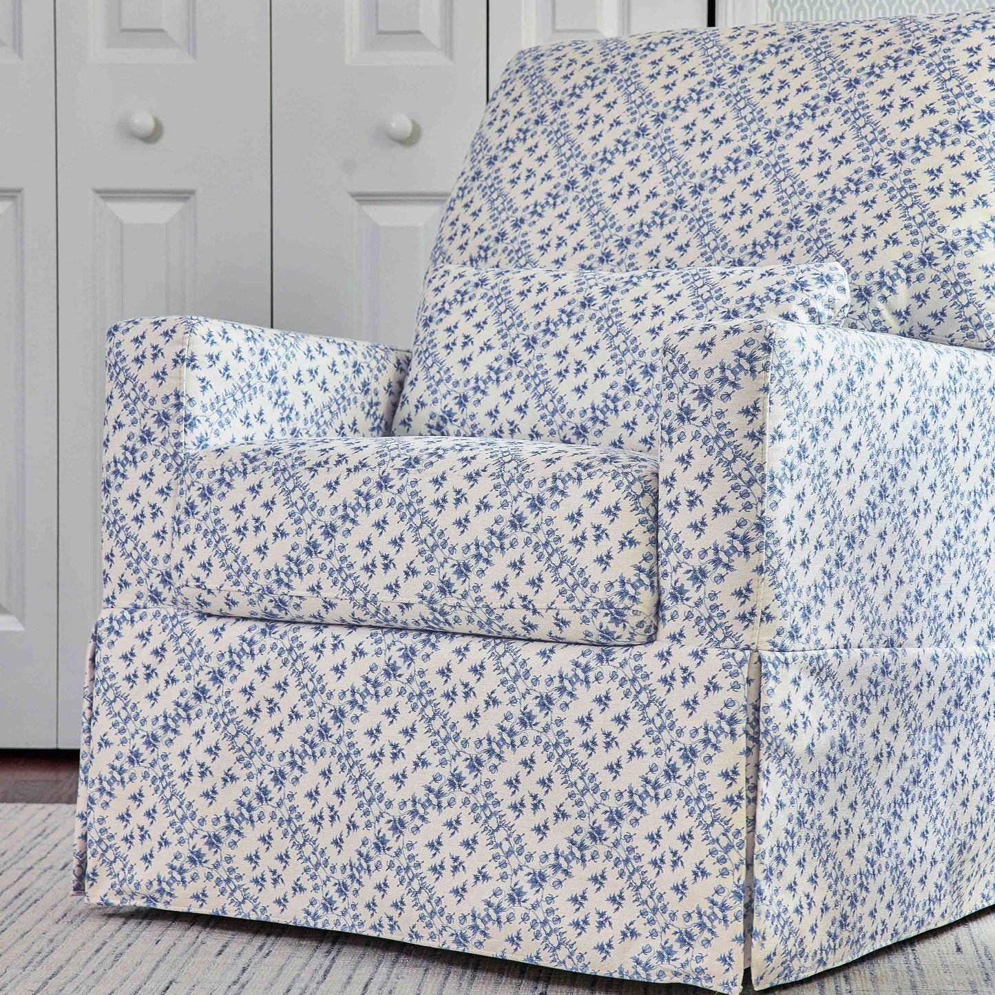 SARAH FLINT X NAMESAKE CRAWFORD SWIVEL GLIDER IN ECO-PERFORMANCE FABRIC | WATER REPELLENT & STAIN RESISTANT