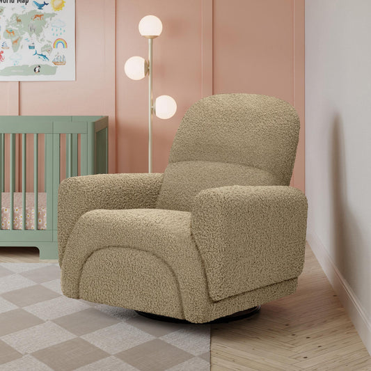 RAINBOW RECLINER AND SWIVEL GLIDER IN ALMOND TEDDY LOOP
