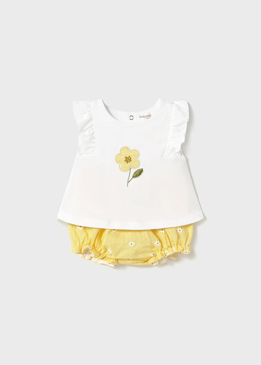 MAYORAL NEWBORN BLOOMERS AND T-SHIRT SET