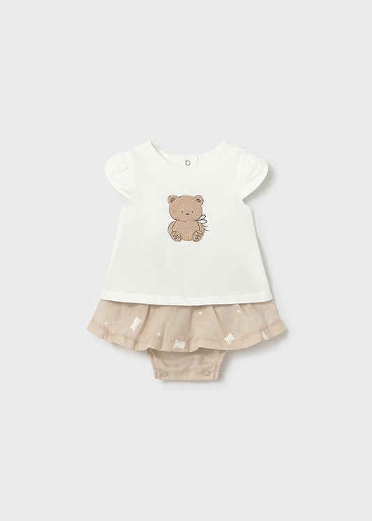 MAYORAL GIRL SKIRT AND TEDDY BEAR T-SHIRT SET