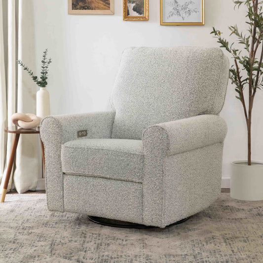 MONOGRAM BY NAMESAKE MONROE POWER RECLINER AND SWIVEL GLIDER IN BOUCLE Black White Boucle