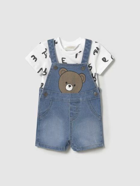 MAYORAL DUNGAREE AND T-SHIRT SET DENIM