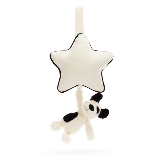 JELLYCAT BASHFUL BLACK & CREAM PUPPY MUSICAL PULL