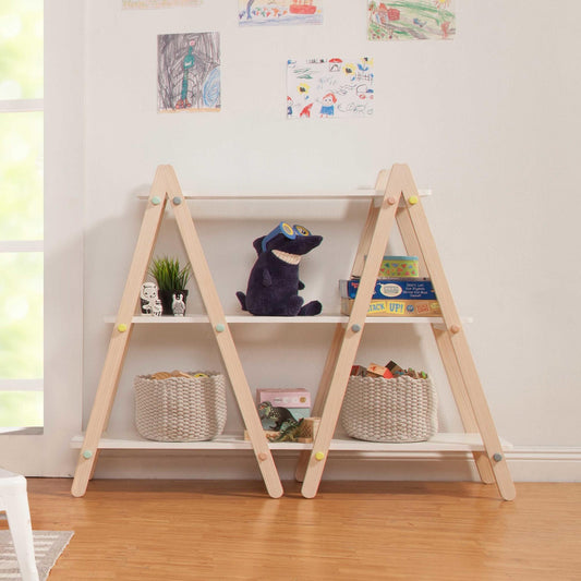 Dottie Bookcase In White and Washed Natural Finish
