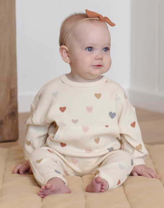 QUINCY MAE WAFFLE SWEATER SET CONFETTI HEARTS