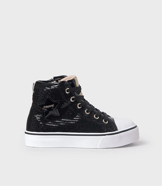 MAYORAL GIRL SEQUIN HIGH TOP SNEAKERS