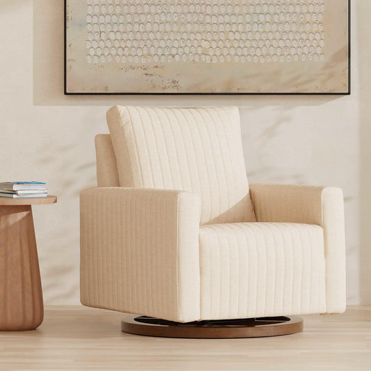 BABYLETTO POE CHANNELED SWIVEL GLIDER IN ECO-PERFORMANCE FABRIC | WATER REPELLENT & STAIN RESISTANT