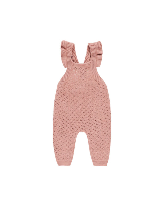 QUINCY MAE POINTELLE KNIT OVERALLS LIPSTICK
