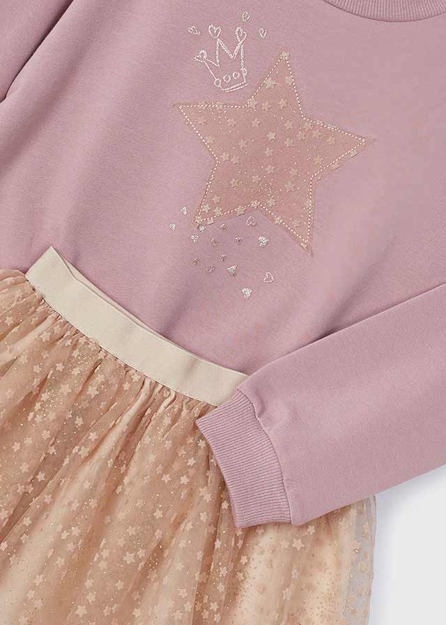 MAYORAL TULLE SKIRT AND SWEATSHIRT SET FOR GIRLS