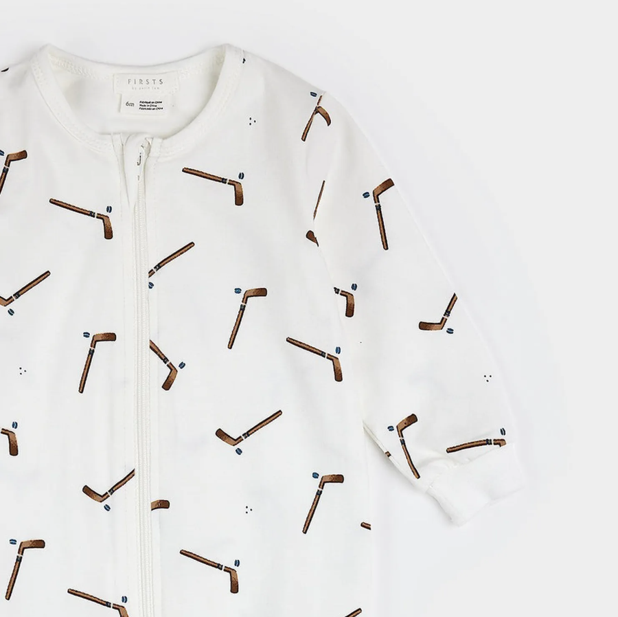 PETIT LEM HOCKEY PRINT ON OFF-WHITE SLEEPER