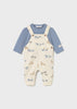 MAYORAL DUNGAREE AND SHIRT SET BLUE