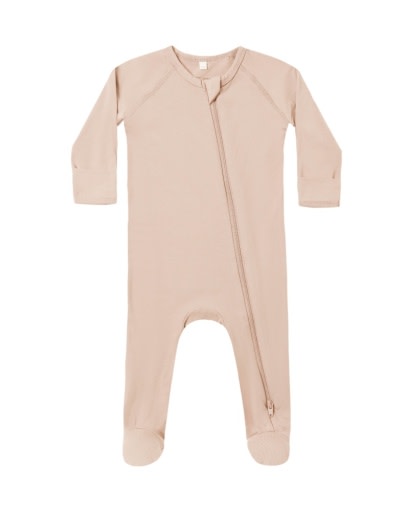 QUINCY MAE BAMBOO ZIP FOOTIE DUSTY ROSE