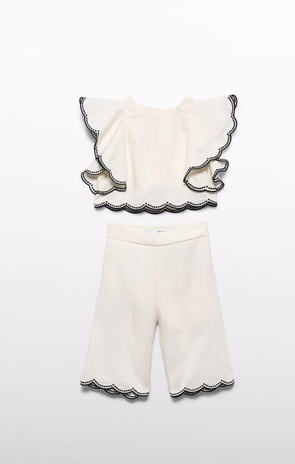 ABEL & LULA EMBROIDERED CULOTTE PANTS SET