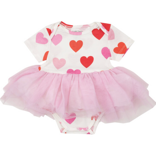 ANGEL DEAR HEARTS TWIRLY SHORT SLEEVE TUTU BODYSUIT DRESS