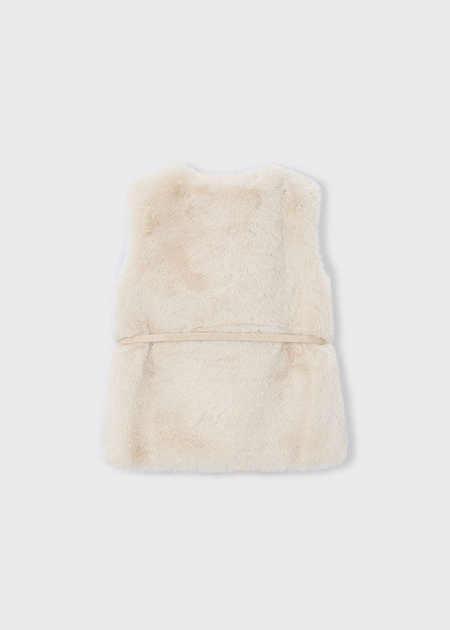 MAYORAL GIRL BELTED FAUX FUR VEST