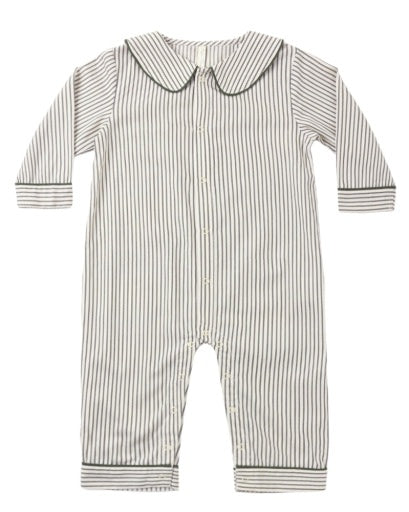 RYLEE & CRU BABY PAJAMA ROMPER EVERGREEN STRIPE