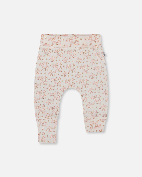 JERSEY EVOLUTIF PANTS PINK DITSY FLOWERS