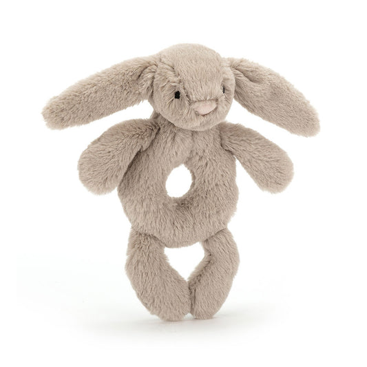 JELLYCAT BASHFUL BEIGE BUNNY RING RATTLE