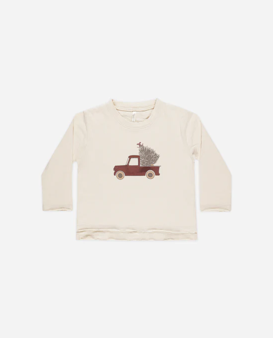 RYLEE AND CRU RAW EDGE LONG SLEEVE TEE TRUCK