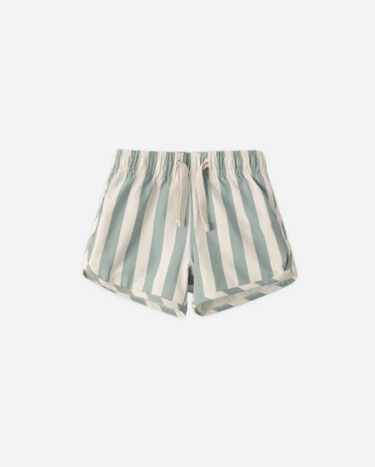 RYLEE + CRU SWIM TRUNKS GREEN STRIPE