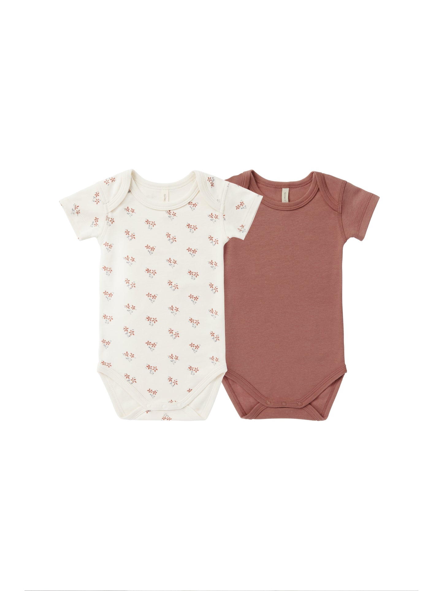 QUINCY MAE SHORT SLEEVE BODYSUIT 2 PACK SUMMER FLOWER, BERRY