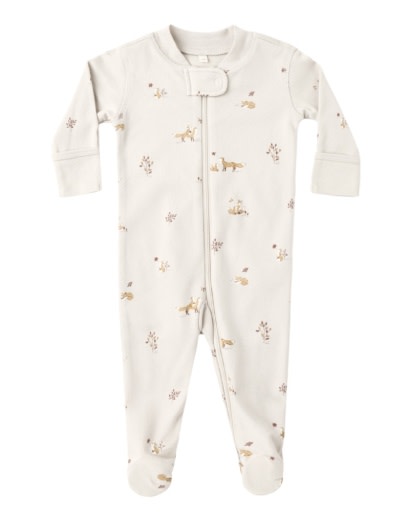 QUINCY MAE ZIP LONG SLEEVE SLEEPER FOOTIE FOX LAND