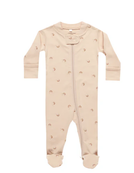 QUINCY MAE ZIP LONG SLEEVE SLEEPER FOOTIE RAINBOWS