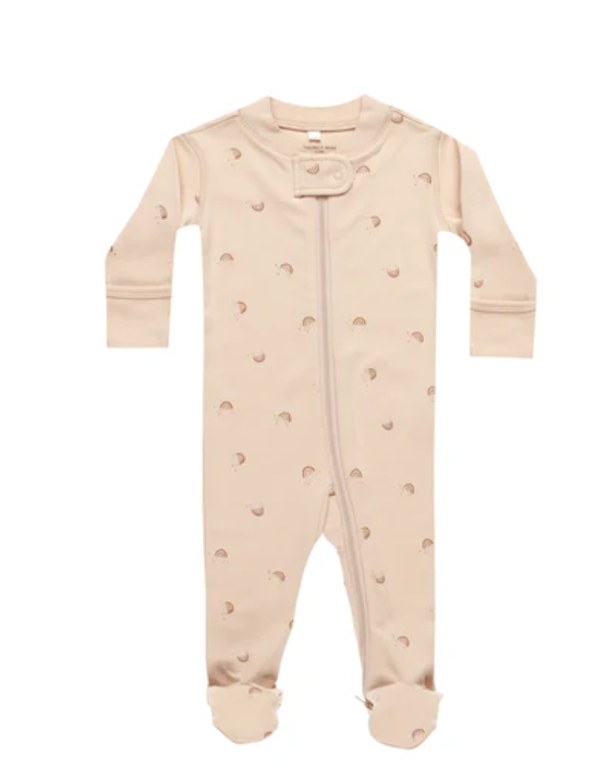 QUINCY MAE ZIP LONG SLEEVE SLEEPER FOOTIE RAINBOWS