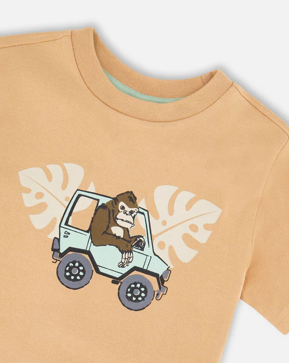 DEUX PAR DEUX ORGANIC COTTON SHORT SLEEVE T-SHIRT BEIGE