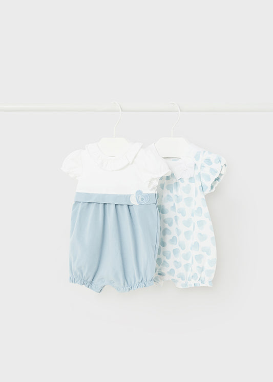 MAYORAL 2 PIECE ROMPER SET- BLUE HEARTS