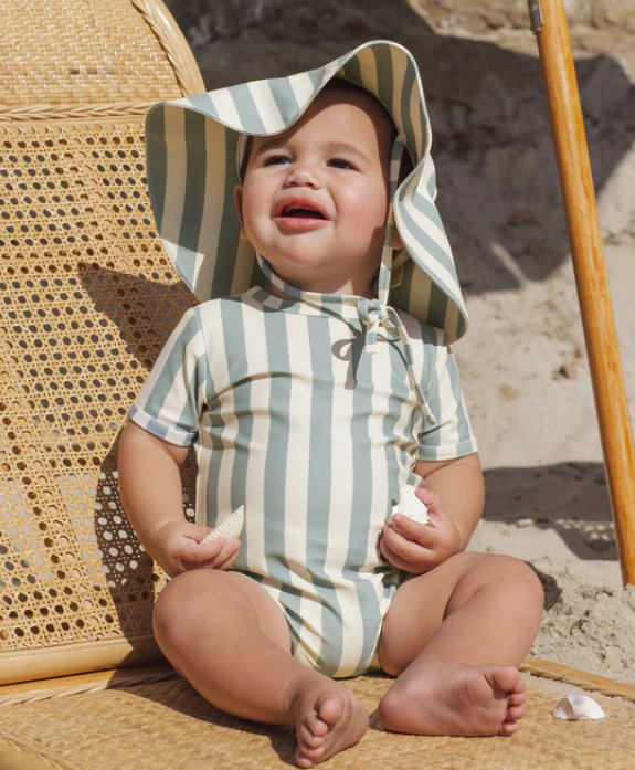RYLEE + CRU FLOPPY SWIM HAT - GREEN STRIPE