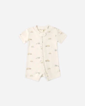 QUINCY MAE ZIP SHORT SLEEVE SLEEPER CONSTRUCTION TRUCKS