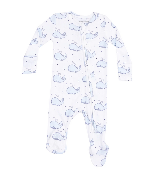 ANGEL DEAR BUBBLY WHALE BLUE 2 WAY ZIPPER FOOTIE