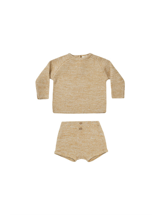 QUINCY MAE SUMMER KNIT SET - HEATHERED HONEY
