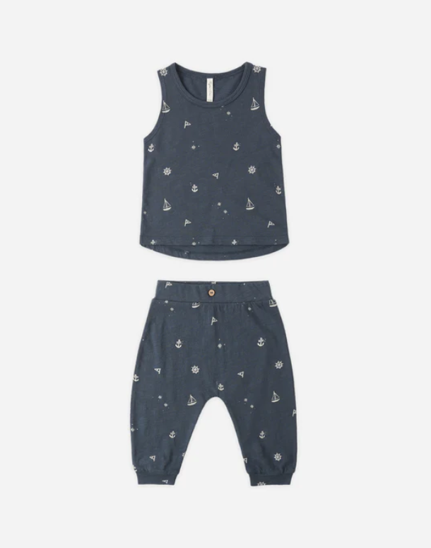 RYLEE + CRU TANK + SLOUCH PANT SET MARITIME