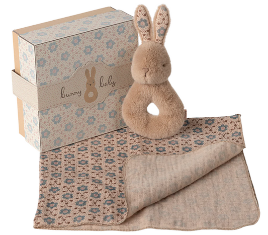 MAILEG RABBIT RATTLE SET - CREAM PEACH