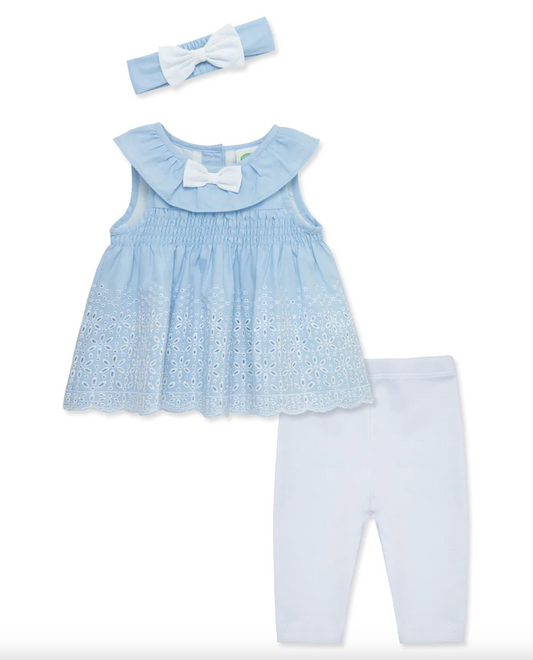 BLUE EYELET SUNSUIT