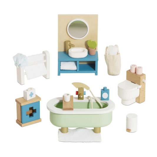 WOODEN DOLLS HOUSE BATHROOM FURNITURE