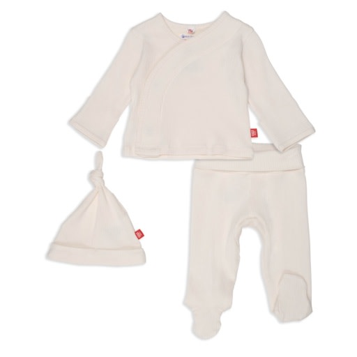 WHIPPED CREAM RIBBED COTTON KIMONO